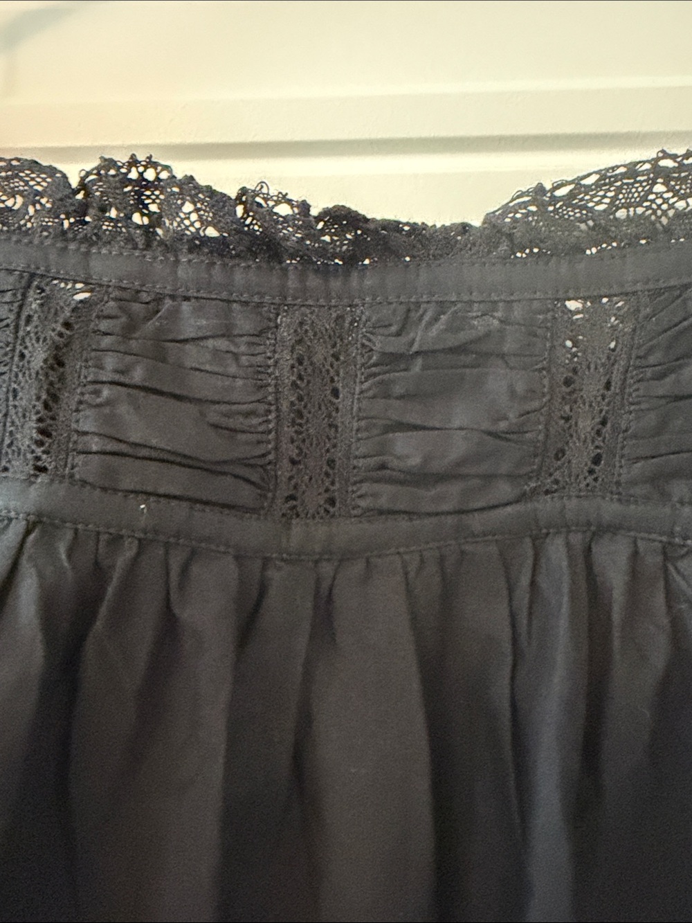 Divided Black Lace-Trim Square Neck Cropped Peasant Blouse - Picture 5 of 6
